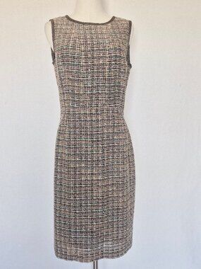Brooks Brothers Tweed Sheath Dress Sleeveless Lined Wool Blend Metallic